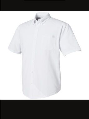 Huk Men's Short-Sleeve White Button-Down Shirt with Chest Pocket